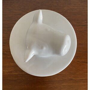 White BW Cow Head Butter Bell Crock Rare